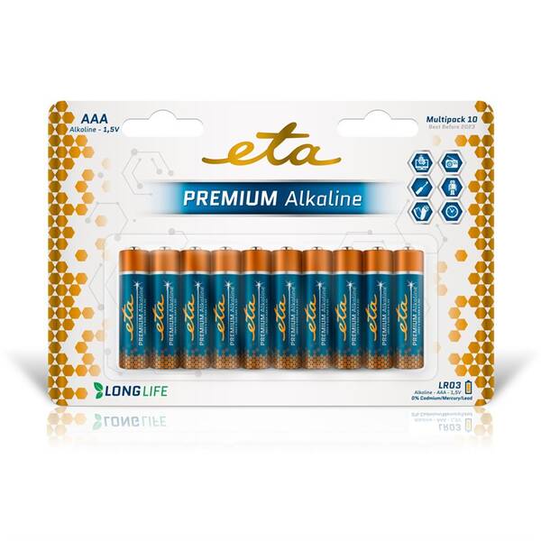 Baterie alkalická ETA ALKALINE AAA, LR03, blistr 10ks 


