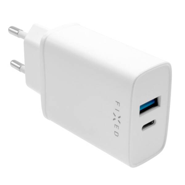 Nabíječka do sítě FIXED USB, USB-C PD, QC 3.0, 20W bílá

