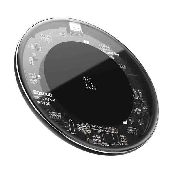 Bezdrátová nabíječka Baseus Simple 15W černá/průhledná

