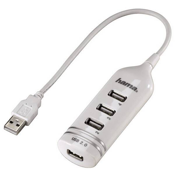 USB Hub Hama USB 2.0 / 4x USB 2.0 bílý

