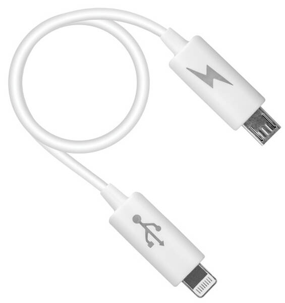 Kabel Forever MicroUSB/Lightning, 25cm bílý

