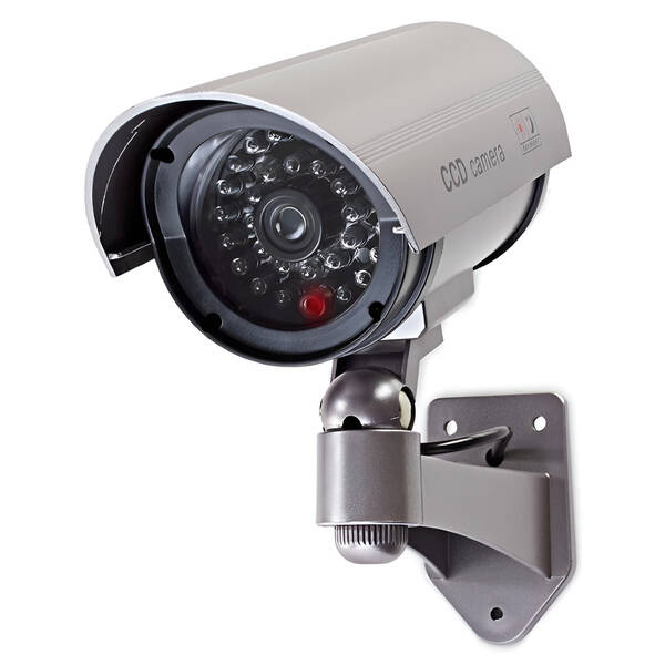 Maketa zabezpečovací kamery Nedis s infračervenou LED, bullet, IP44, venkovní 

