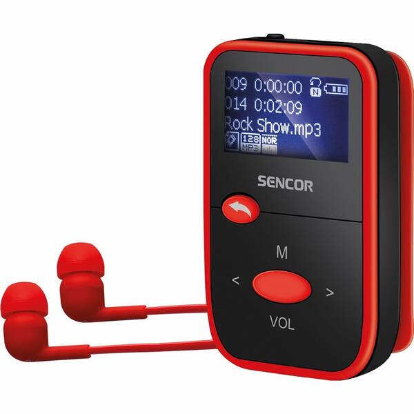 MP3 přehrávač Sencor SFP 4408 RD 8GB černý/červený

