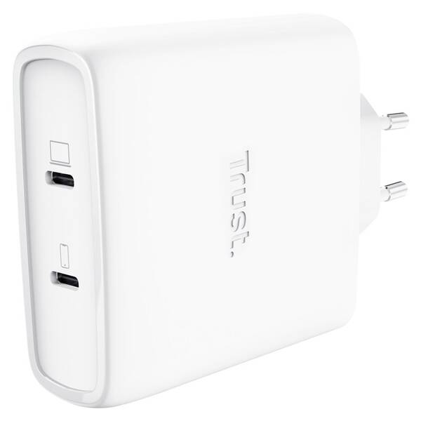 Nabíječka do sítě Trust MAXO 100W 2-Port GaN, USB-C bílý

