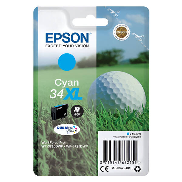 Inkoustová náplň Epson 34XL, 950 stran azurová

