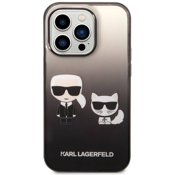Kryt na mobil Karl Lagerfeld Gradient Karl and Choupette na Apple iPhone 14 Pro černý

