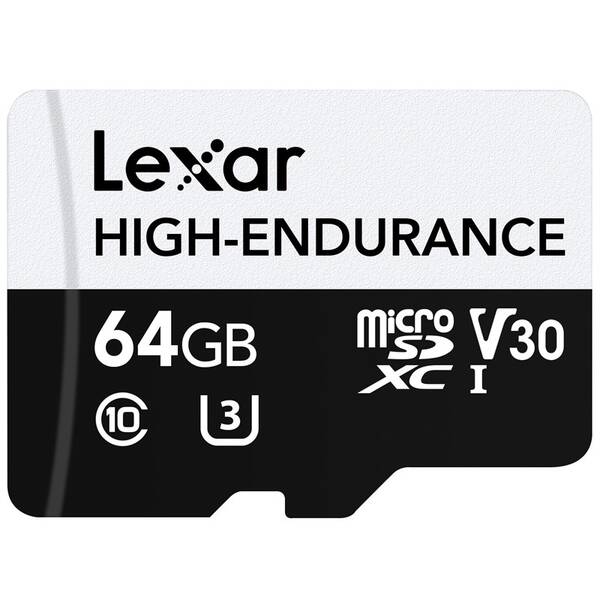 Paměťová karta Lexar High-Endurance microSDXC 64GB UHS-I, (100R/35W) C10 A1 V30 U3 


