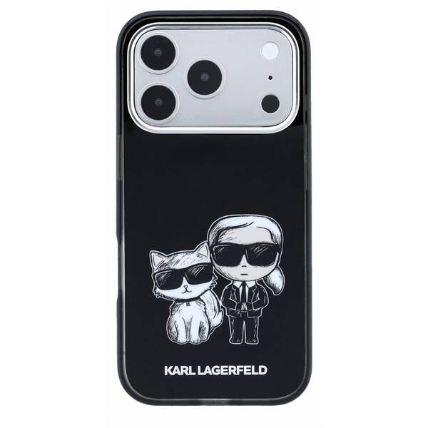 Kryt na mobil Karl Lagerfeld PU Semi Wrap Smooth Sketch Bodies Magsafe na Apple iPhone 18 Pro Max černý

