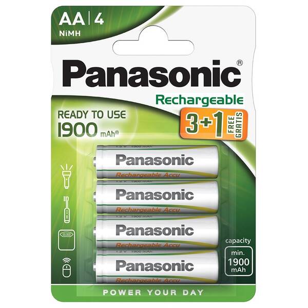 Baterie nabíjecí Panasonic AA, HR06, 1900mAh, Ni-MH, blistr 4ks 

