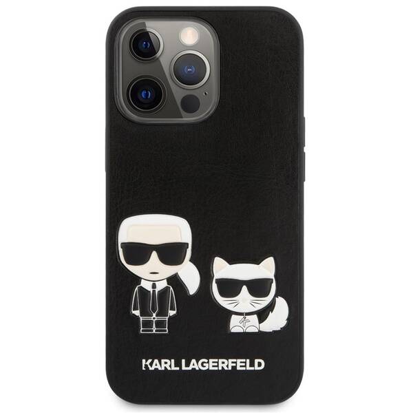 Kryt na mobil Karl Lagerfeld and Choupette Leather na Apple iPhone 13 Pro černé

