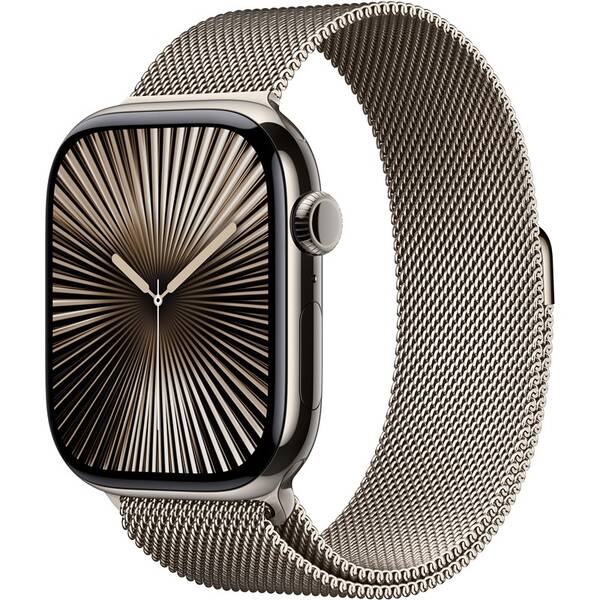 Chytré hodinky Apple GPS + Cellular 46mm pouzdro z přírodního titanu - přírodní milánský tah - S/M 


