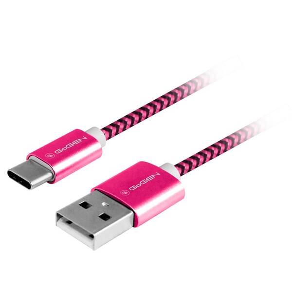 Kabel GoGEN USB / USB-C, 1m, opletený fialový

