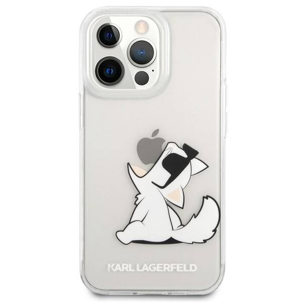 Kryt na mobil Karl Lagerfeld Choupette Eat na Apple iPhone 14 Pro Max průhledný


