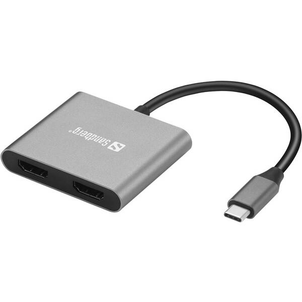 Dokovací stanice Sandberg USB-C Dock, 2xHDMI, USB-A 3.0, USB-C PD 100W černá barva
