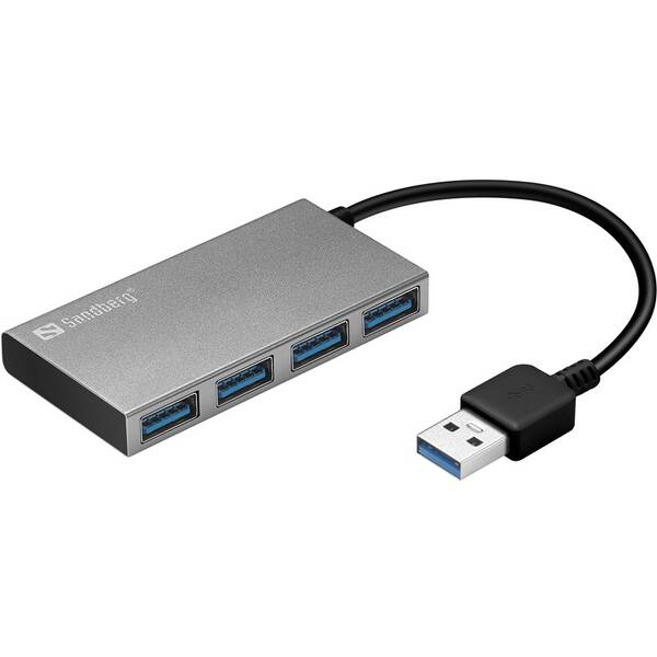 USB Hub Sandberg USB 3.0 Pocket Hub 4-port stříbrný

