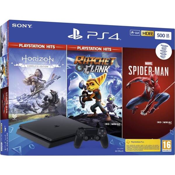 Herní konzole Sony 500 GB + Marvel's Spider-Man + Horizon Zero Dawn + Ratchet & Clank 

