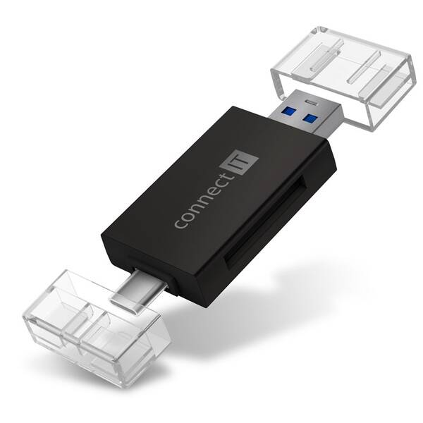 Čtečka paměťových karet Connect IT USB-C/USB-A černá

