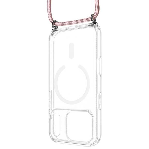 Kryt na mobil FIXED MagPure Neck s růžovou šňůrkou na krk na Apple iPhone 17 Pro/18 Pro růžový

