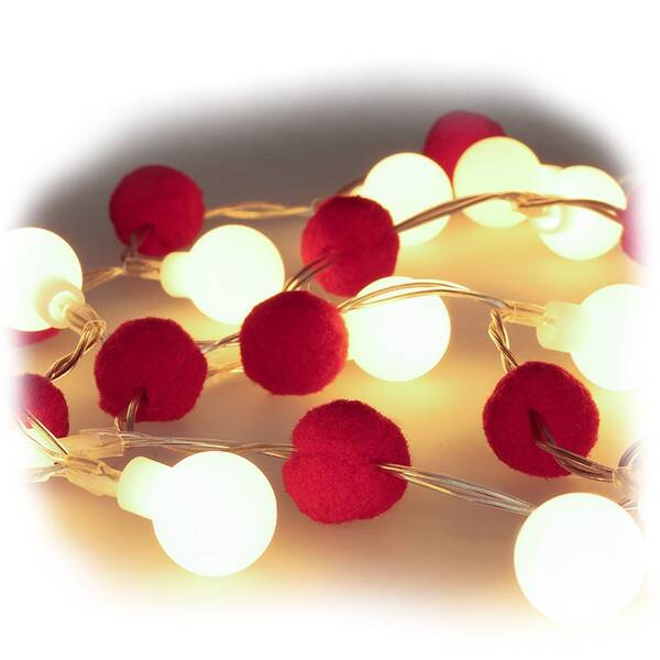 LED dekorace Solight vánoční řetěz, červená-bílá, 20x LED, 1,5m, 2xAA 

