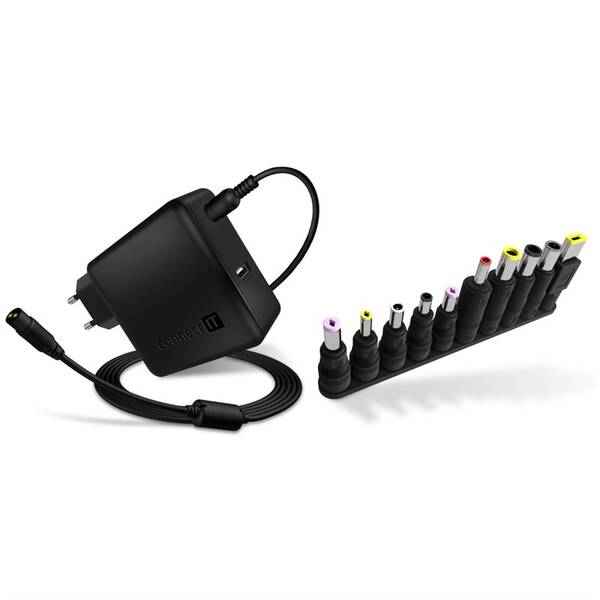 Napájecí adaptér Connect IT NomadPower univerzální pro notebooky 65 W + extra USB port 

