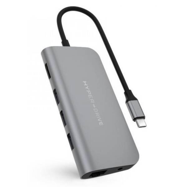 USB Hub HyperDrive pro iPad Pro, MacBook Pro/Air USB-C/HDMI, 3x USB 3.0, RJ45, USB-C, SD, Micro SD, 3,5mm jack šedý

