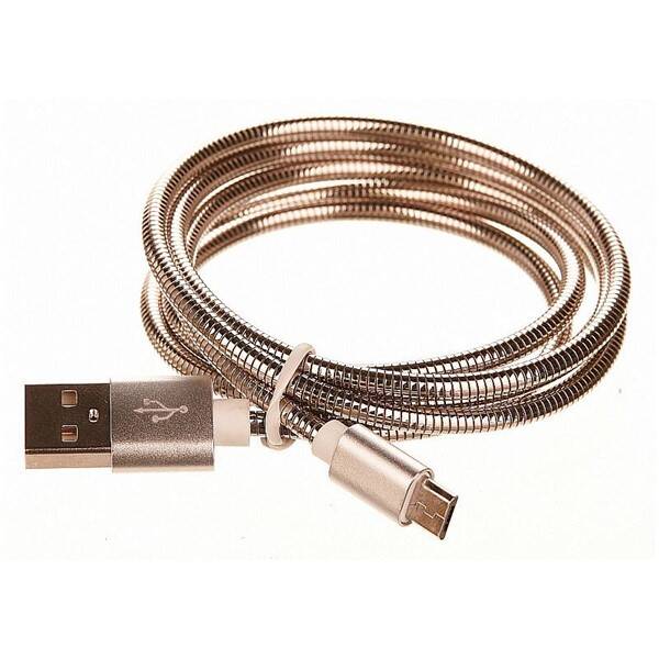 Kabel CellFish USB/micro USB, kovový, 1m stříbrný

