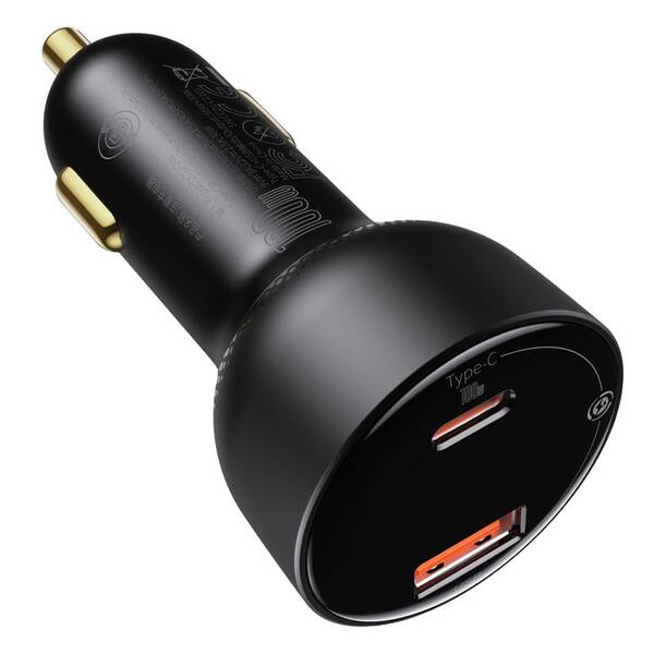 Adaptér do auta Baseus Supreme PPS 1x USB, 1x USB-C 95W + USB-C kabel 100W 1m černý

