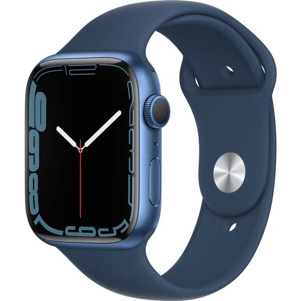 Chytré hodinky Apple GPS, 45mm pouzdro z modrého hliníku - hlubokomořsky modrý sportovní řemínek 

