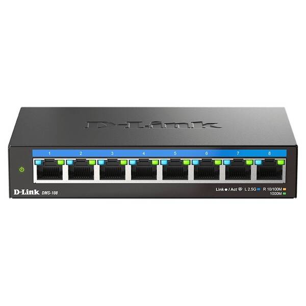 Switch D-Link DMS-108/E 8-port 2.5G Multi-Gigabit černý

