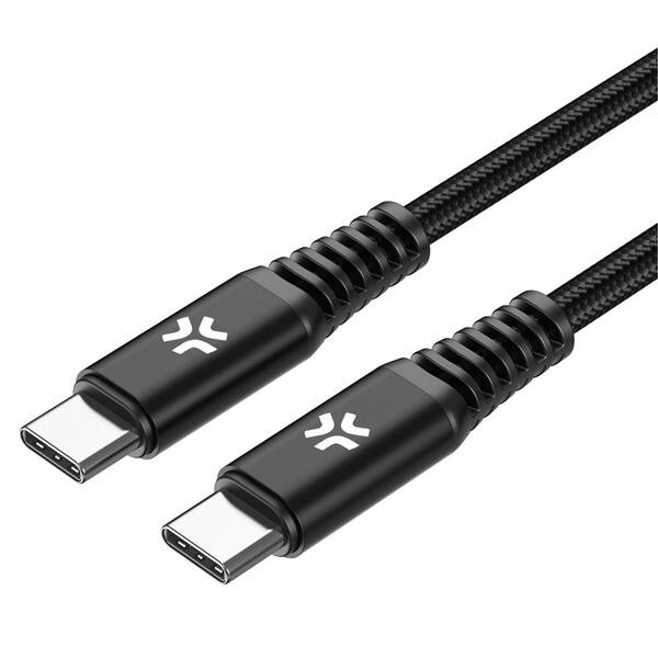 Kabel Celly USB-C/USB-C, opletený, 100 W, 2 m černý

