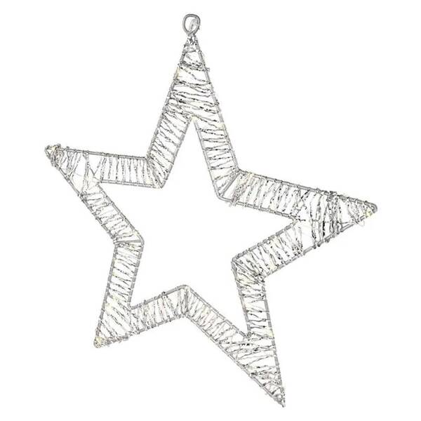 LED dekorace EMOS 60 WINDOW STAR, 3AA, TIMER, WW průhledná

