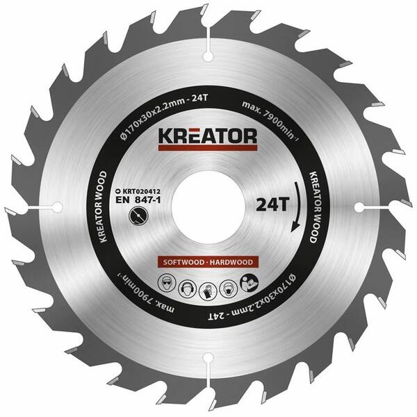 Kotouč pilový Kreator KRT020412 170mm 24T 

