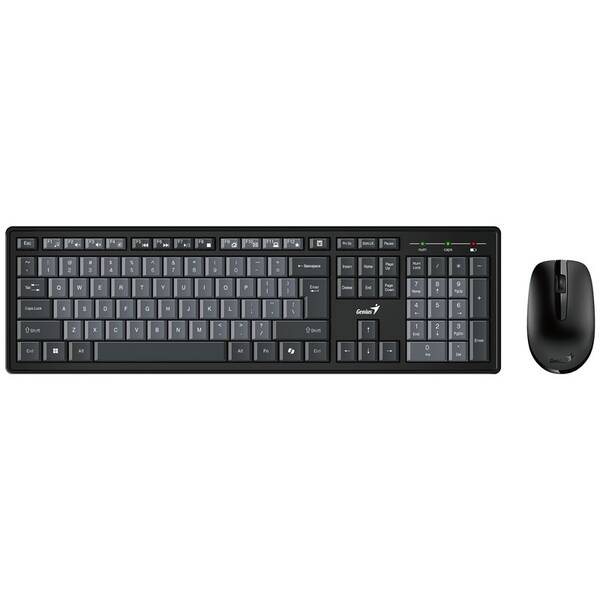 Klávesnice s myší Genius Smart KM-8200 Dual Color, bezdrátový set 2,4GHz, copilot, USB, CZ+SK layout černý/šedý

