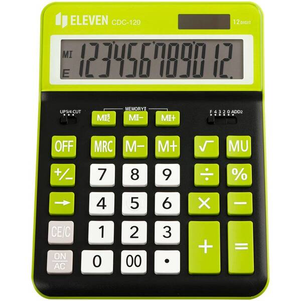 Kalkulačka Eleven CDC-120-BK/GN, stolní, dvanáctimístná černá/zelená

