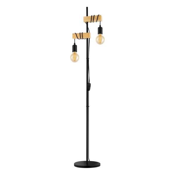 Stojací lampa Eglo Townshend černá/dřevo

