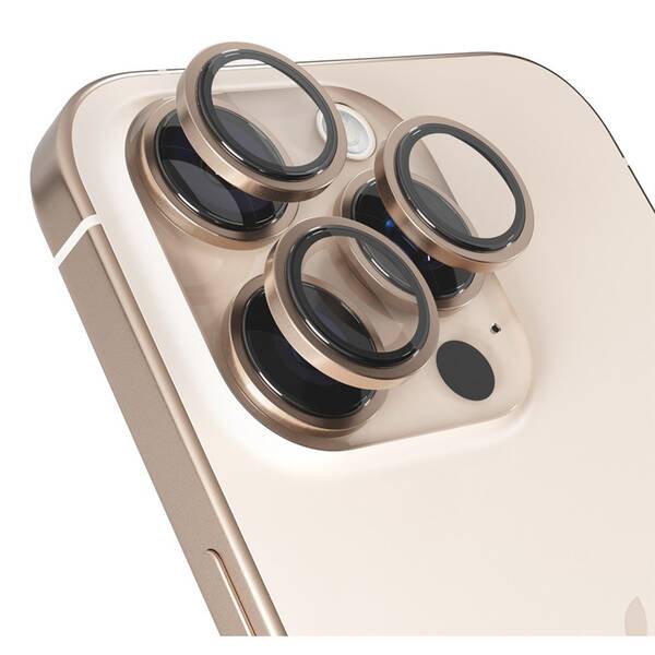 Ochranné sklo čočky fotoaparátu Epico Aluminium Lens Protector na Apple iPhone 16 Pro/16 Pro Max béžové

