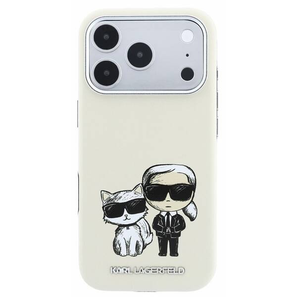 Kryt na mobil Karl Lagerfeld PU Semi Wrap Smooth Sketch Bodies Magsafe na Apple iPhone 18 Pro béžový

