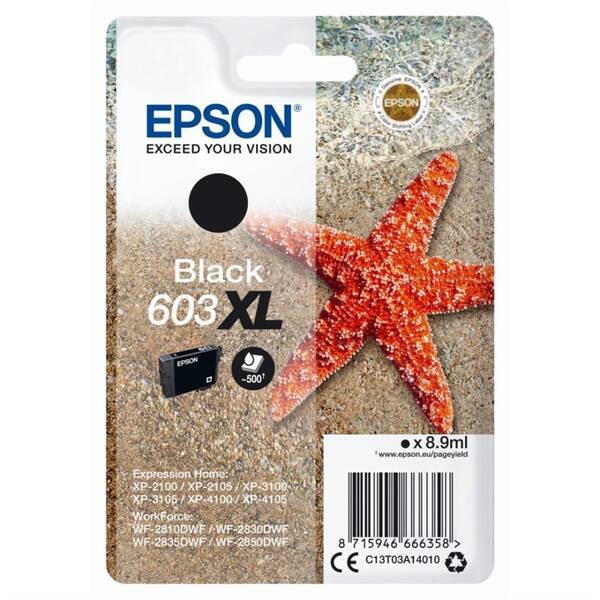 Inkoustová náplň Epson T603 XL, 500 stran černá

