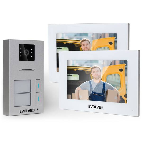 Dveřní videotelefon Evolveo DoorPhone AP2-2 drátový, pro dva byty s aplikací bílý

