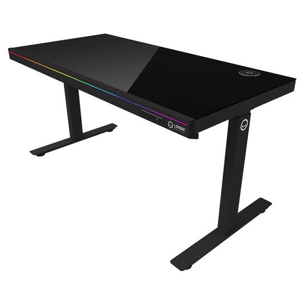 Herní stůl Lorgar DP80 RGB Tempered Glass černý

