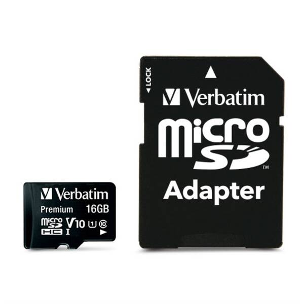 Paměťová karta Verbatim micro SDHC 16GB Class 10 (80R/10W) + adapter 
