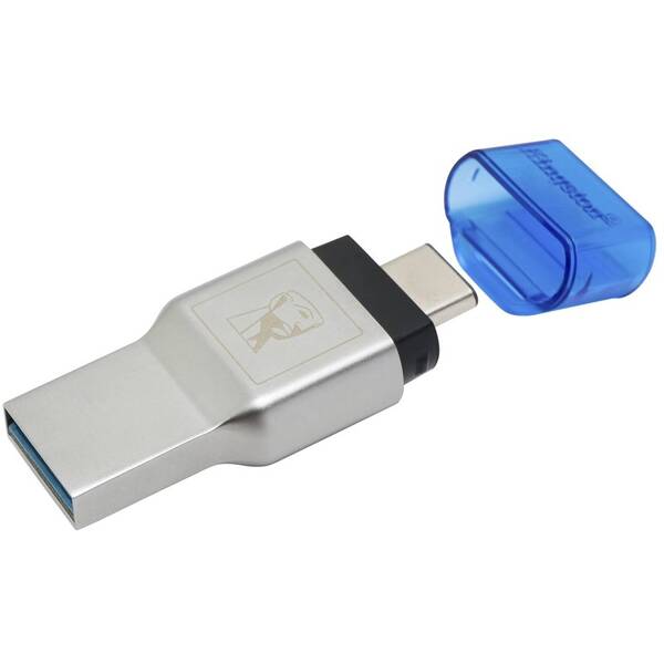 Čtečka paměťových karet Kingston MobileLite Duo 3C stříbrná/modrá

