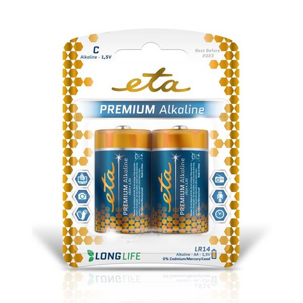 Baterie alkalická ETA ALKALINE C, LR14, blistr 2ks 

