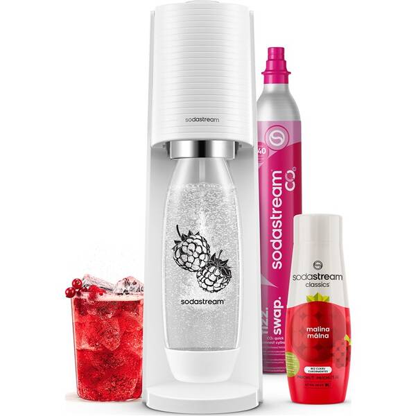 Výrobník sodové vody SodaStream TERRA White Malina Zero Mpack bílý

