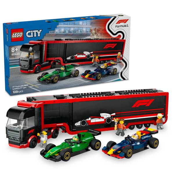 Stavebnice LEGO® City 60445 Kamion F1® s vozy F1® RB20 a AMR24 


