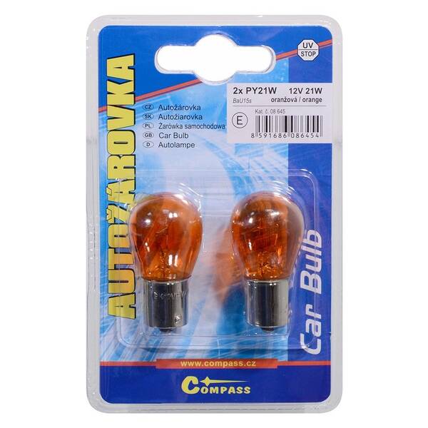 Autožárovka Compass 08645 12V PY21W 21W BaU15s ORANGE (2 ks) 

