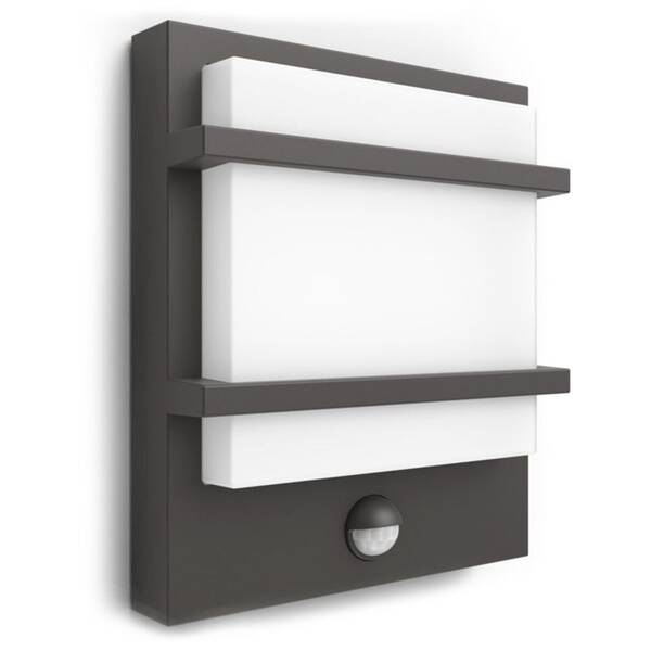 Nástěnné svítidlo Philips Petronia, LED, teplá bílá, senzor pohybu - antracitové 
