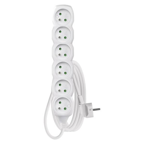 Kabel prodlužovací EMOS 6x zásuvka, 3m bílá

