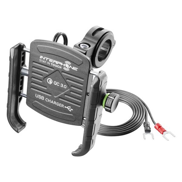 Držák na mobil Interphone Motocrab s integrovaným USB portem černý

