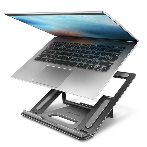Stojánek Axagon kovový, pro notebooky 10" - 17,3", 4 nastavitelné úhly antracitový

